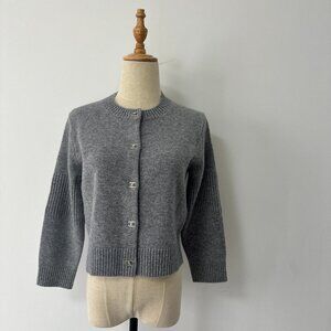 Chanel Classic Gray Cashmere Knit Cardigan